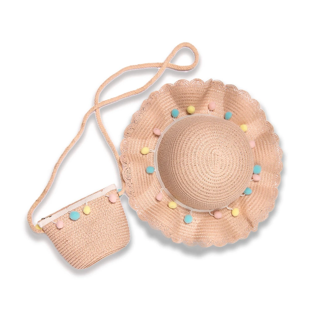POM-POM HAT & PURSE SET PINK - Image 2
