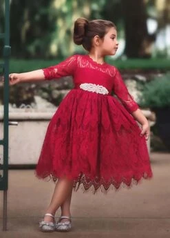 BELLA RAFAELA DRESS & BELT SET-CRIMSON