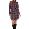 EVE BUTTON FRONT TARTAN SHIRT DRESS