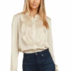 MAYA TUXEDO PLEATED BLOUSE CHAMPAGNE