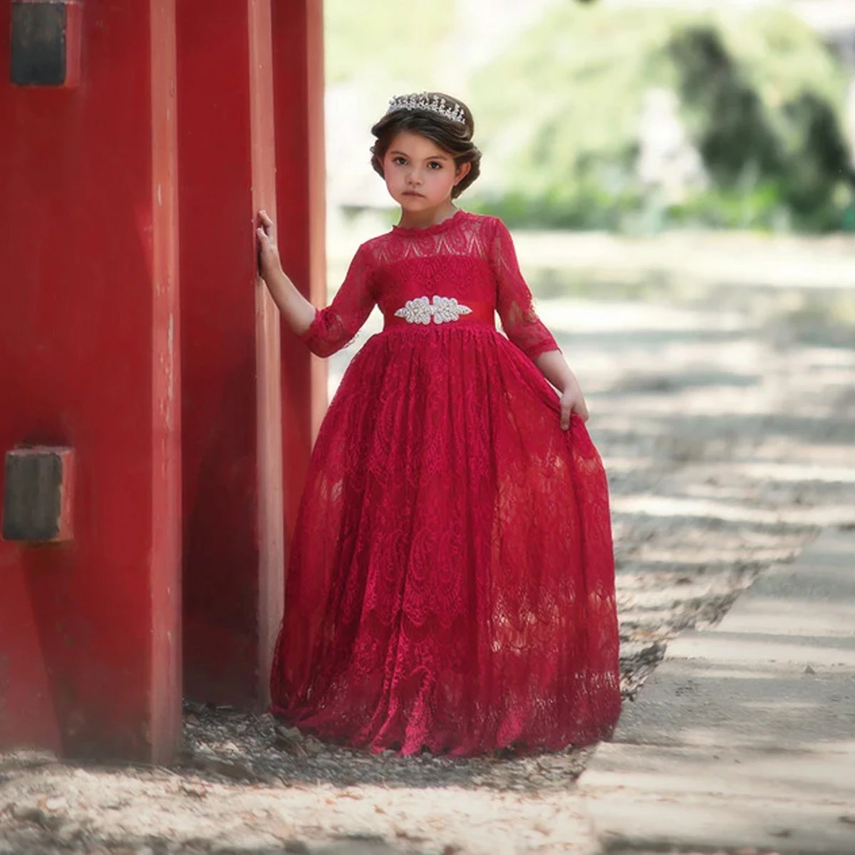 BELLA RAFAELA GOWN & BELT CRIMSON - Image 3