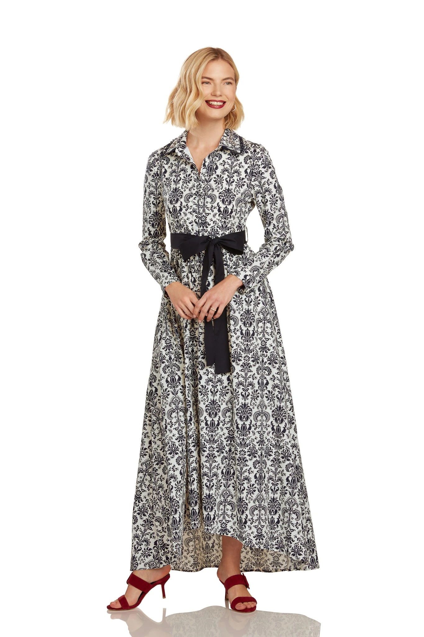 CONSTANCE MAXI DRESS NAVY DAMASK - Image 7