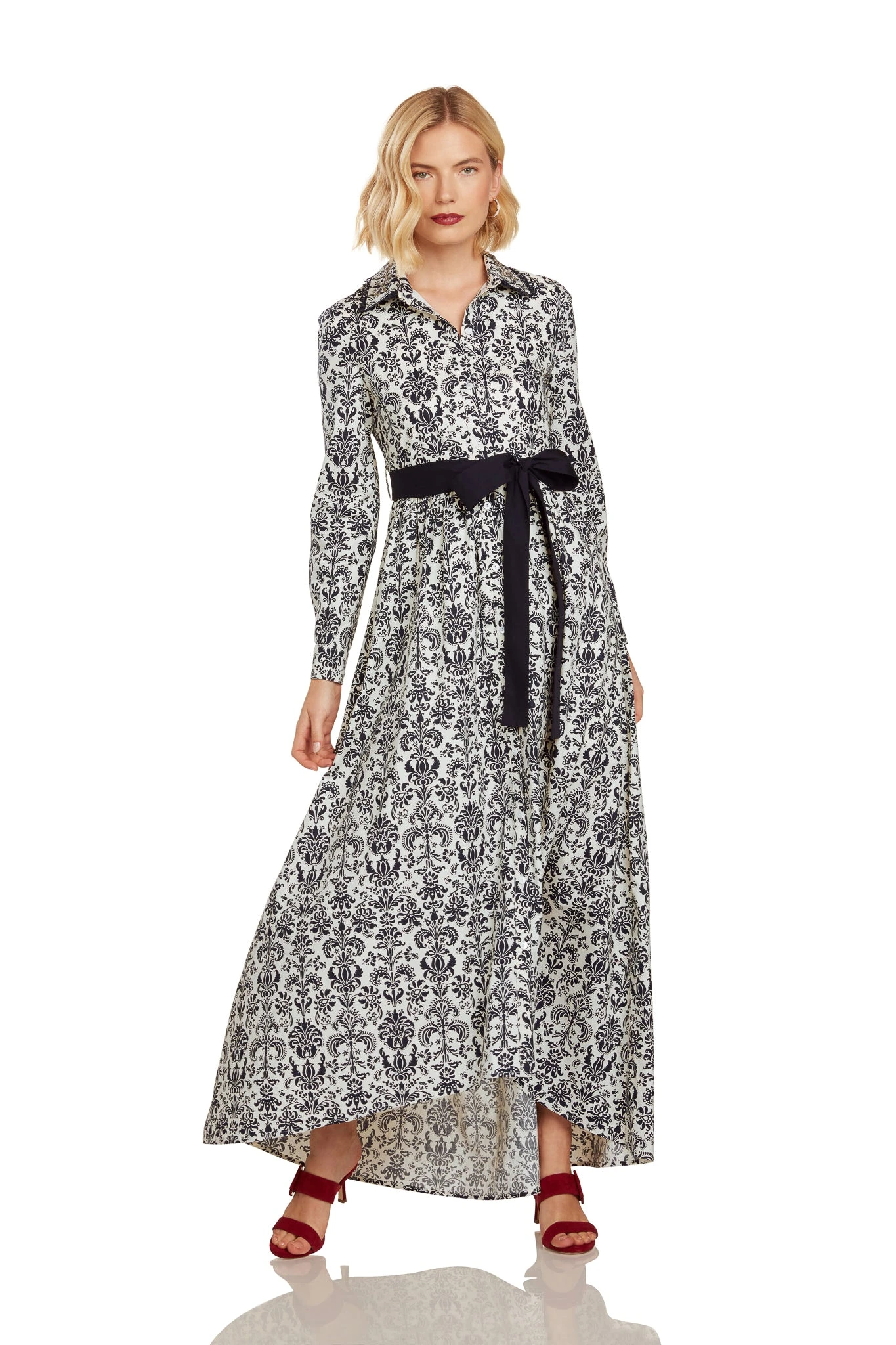 CONSTANCE MAXI DRESS NAVY DAMASK - Image 8