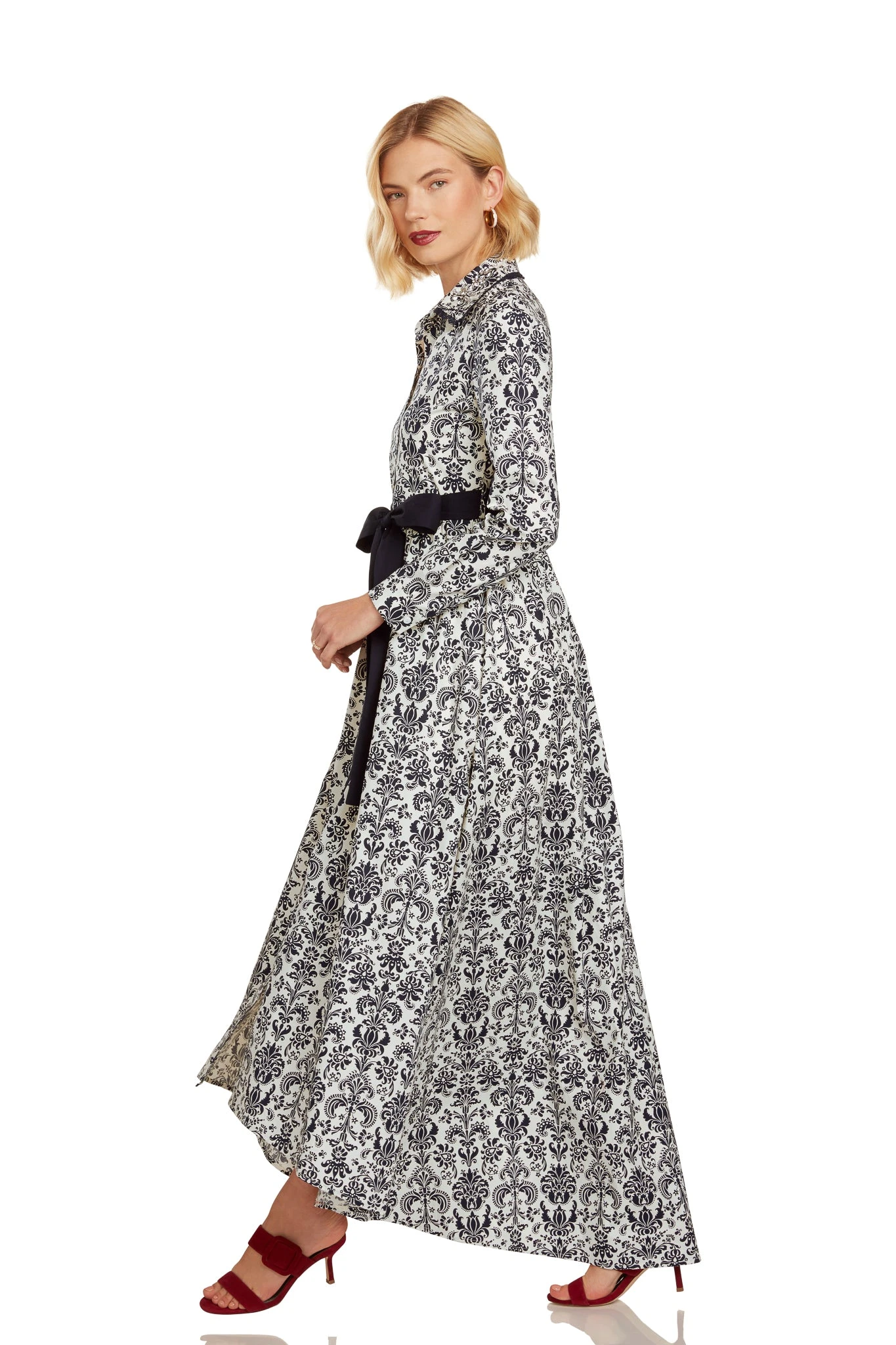 CONSTANCE MAXI DRESS NAVY DAMASK - Image 9
