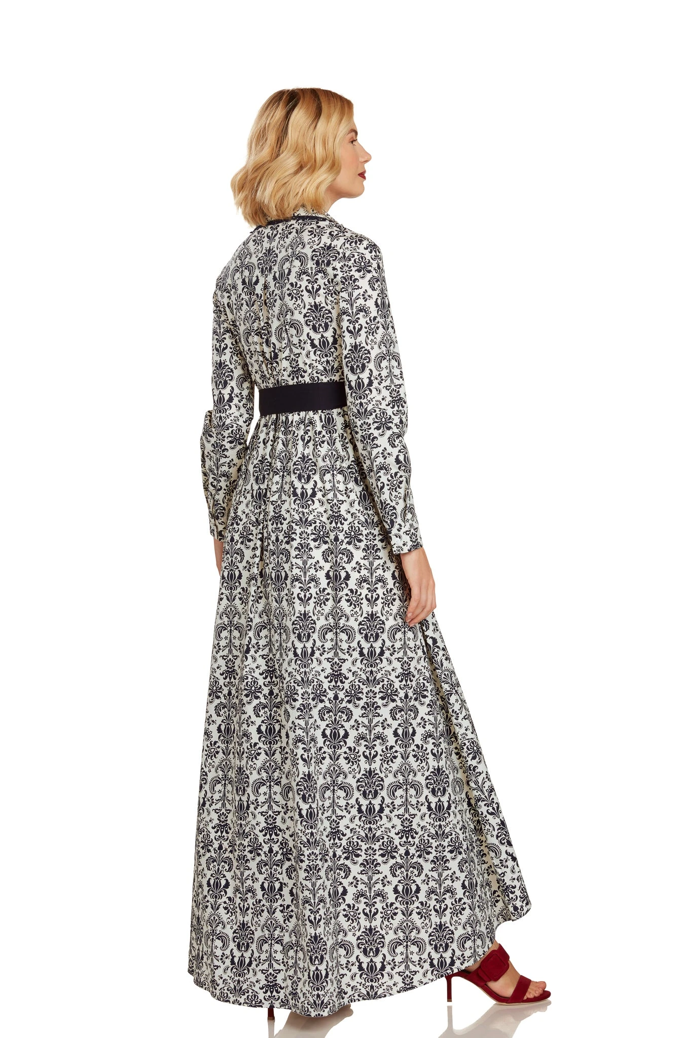 CONSTANCE MAXI DRESS NAVY DAMASK - Image 11