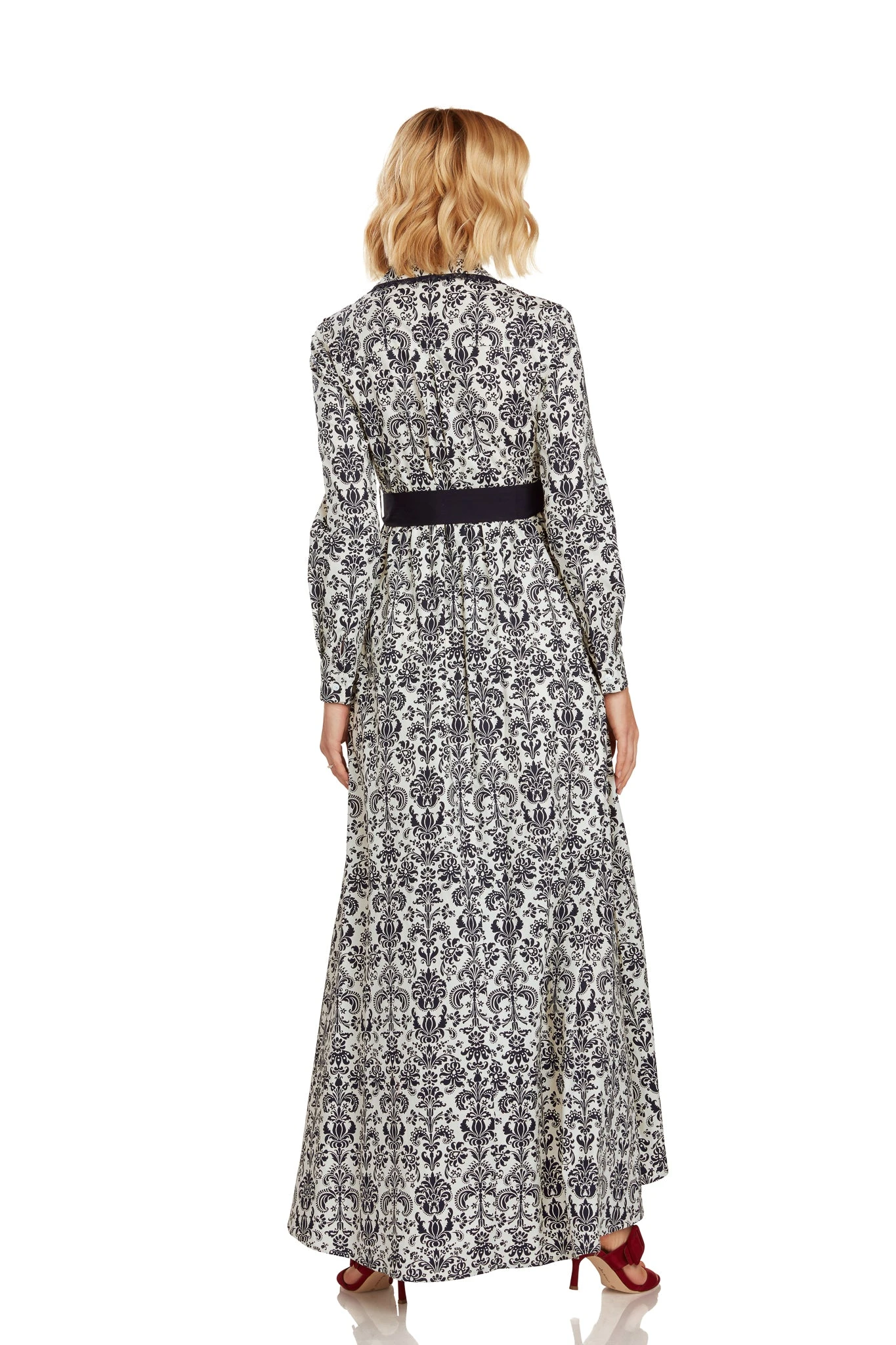CONSTANCE MAXI DRESS NAVY DAMASK - Image 12