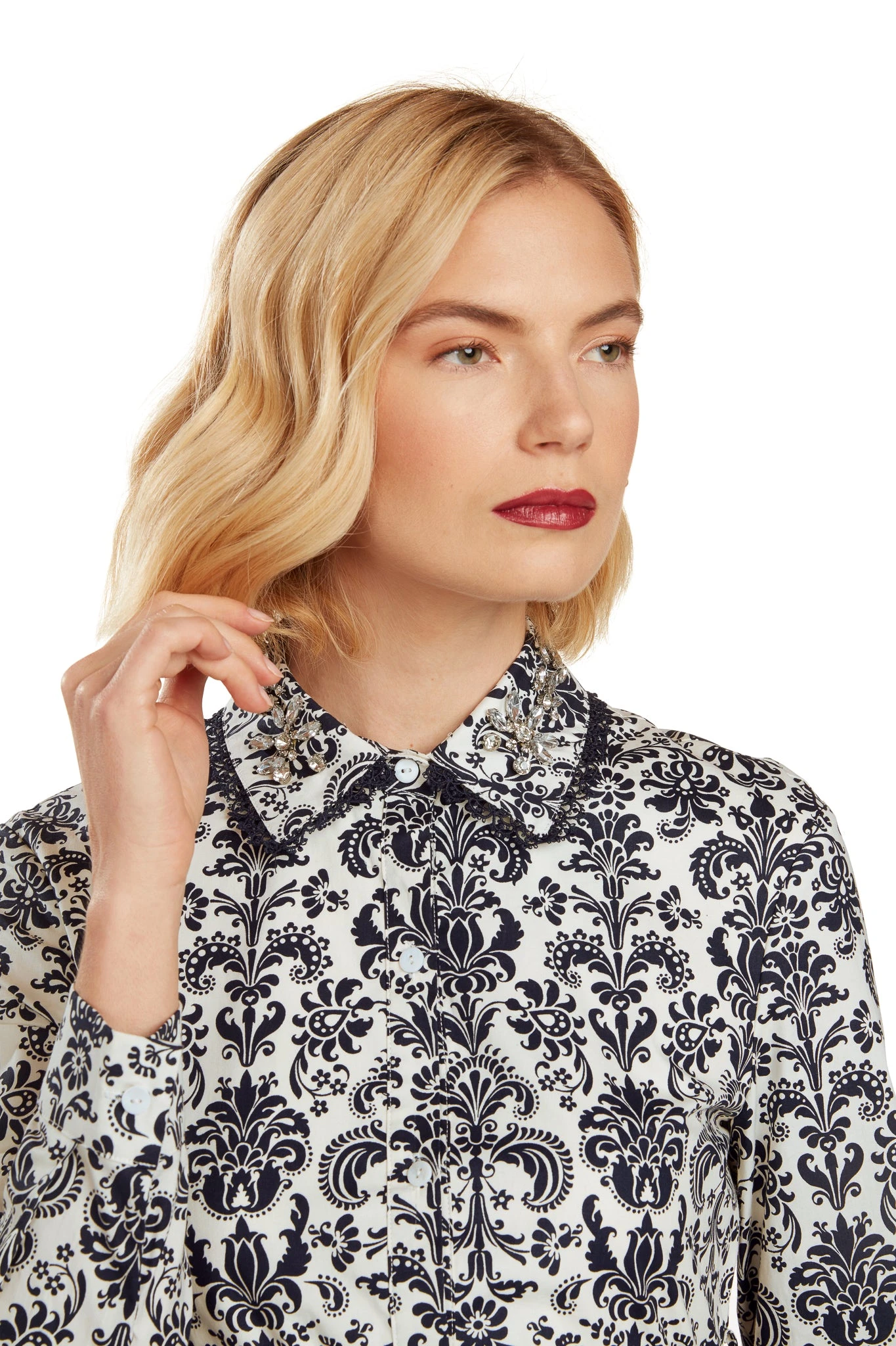 CONSTANCE MAXI DRESS NAVY DAMASK - Image 13