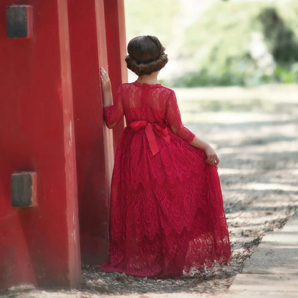 BELLA RAFAELA GOWN & BELT CRIMSON - Image 5