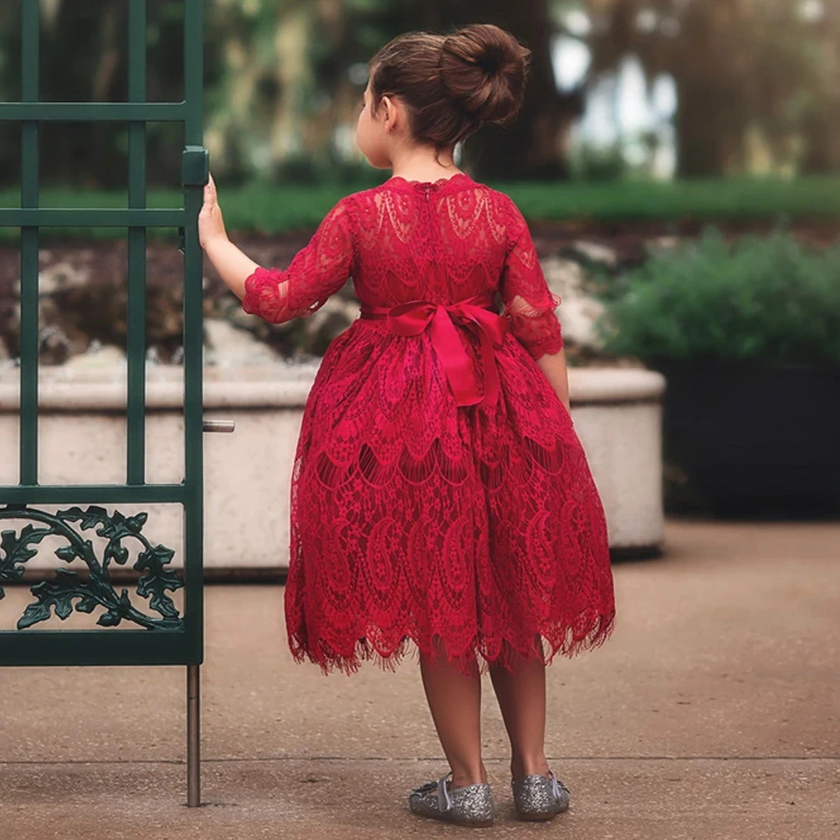 BELLA RAFAELA DRESS & BELT SET-CRIMSON - Image 5