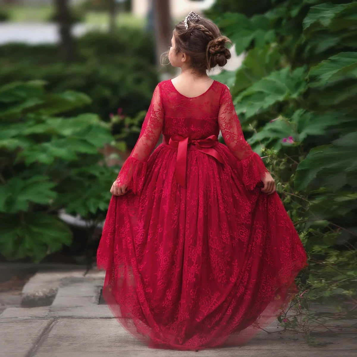 AINSLEY DRESS & BELT SET CRIMSON - Image 4