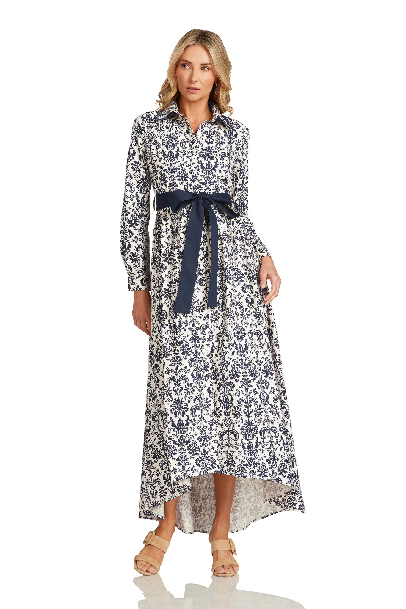 CONSTANCE MAXI DRESS NAVY DAMASK - Image 4