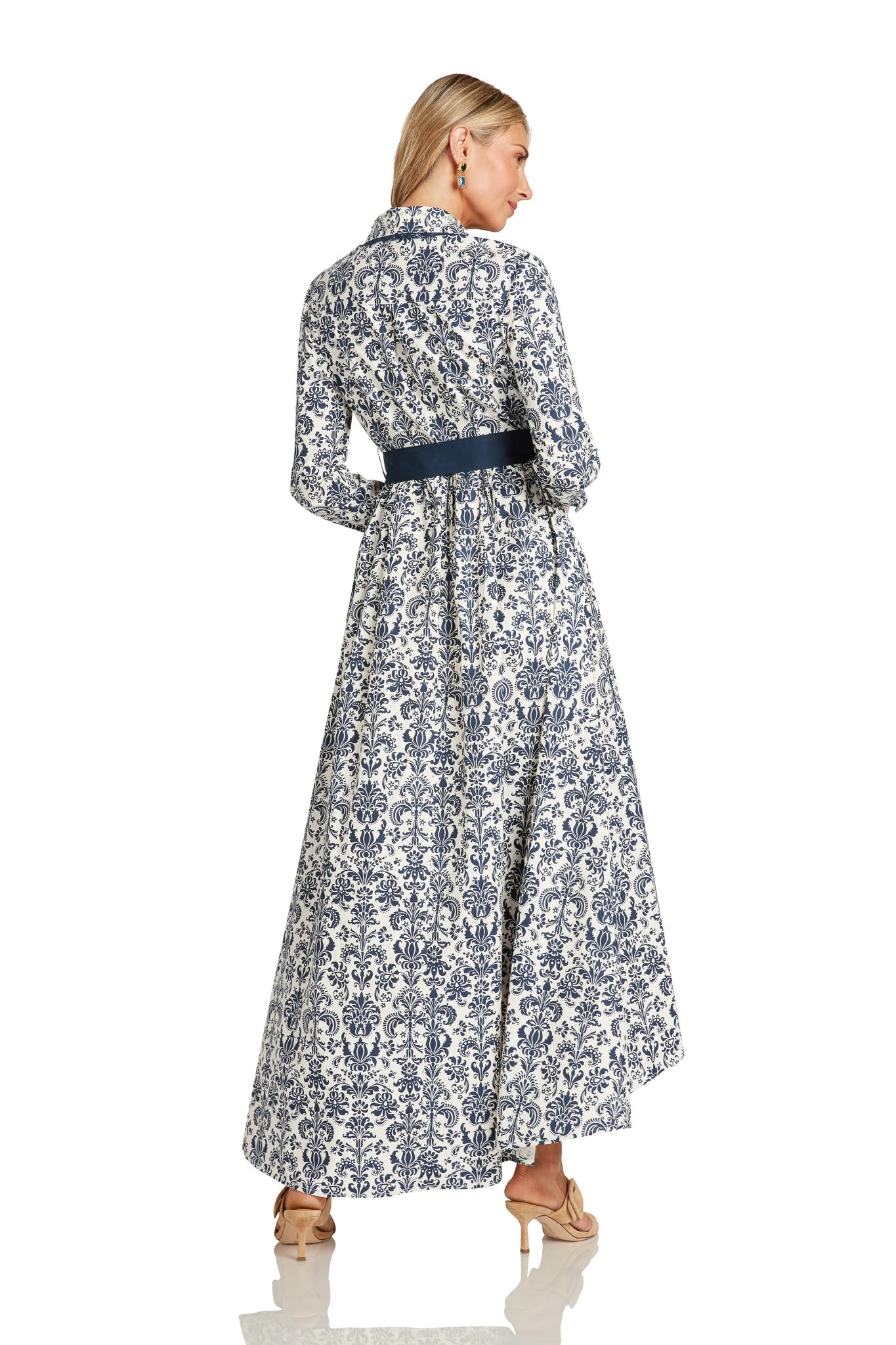 CONSTANCE MAXI DRESS NAVY DAMASK - Image 3