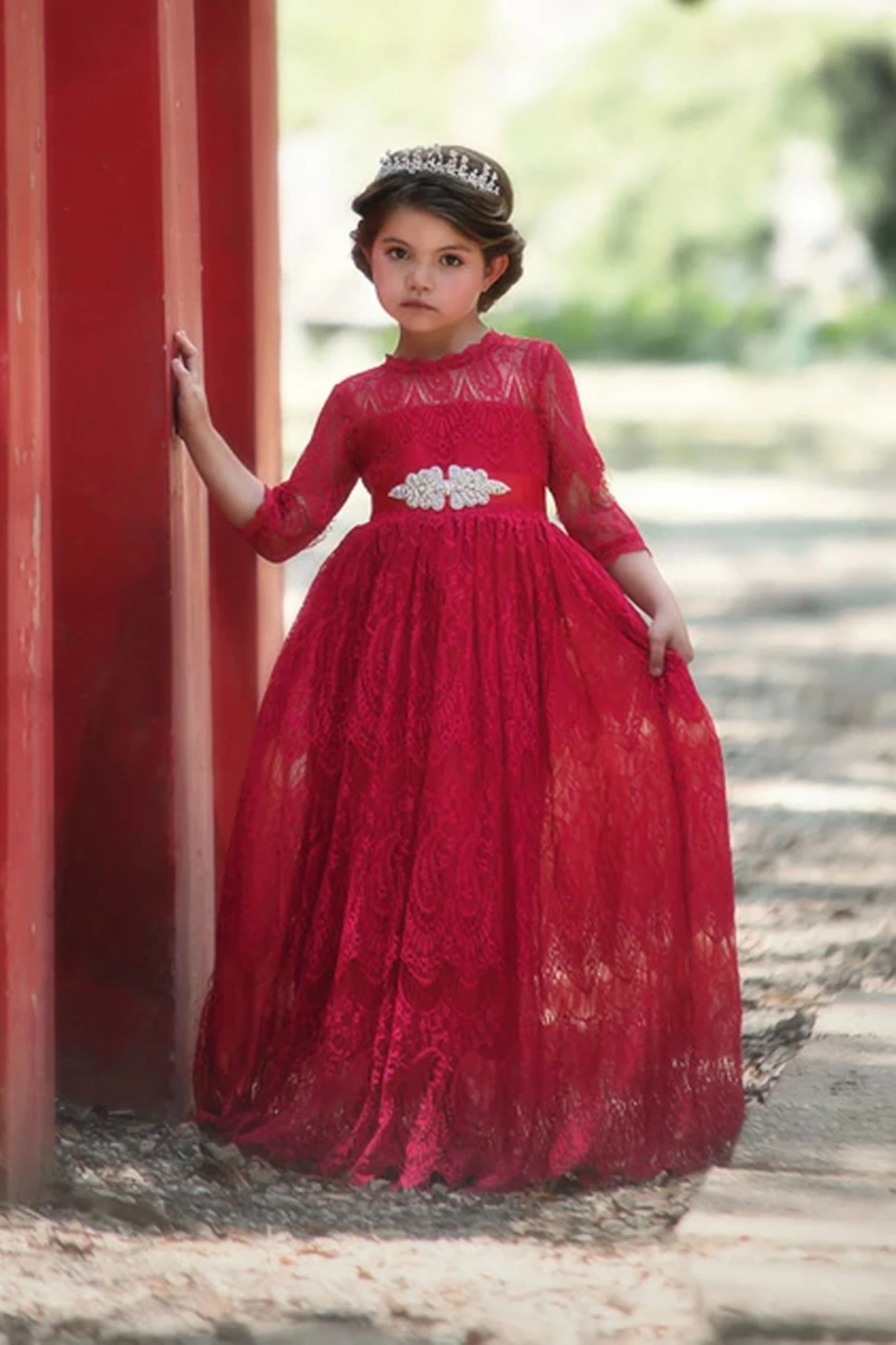 BELLA RAFAELA GOWN & BELT CRIMSON - Image 6