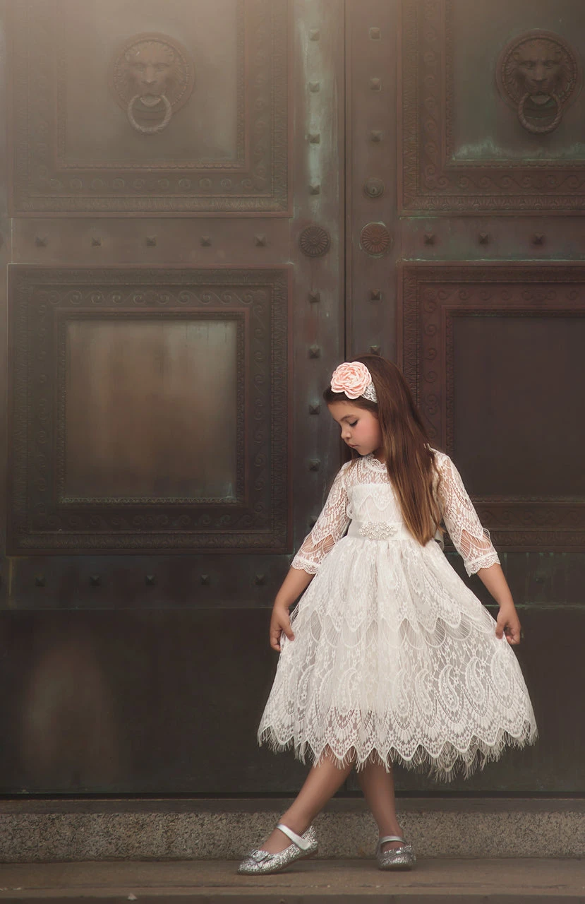 BELLA RAFAELA DRESS & BELT SET- ANTIQUE WHITE - Image 3