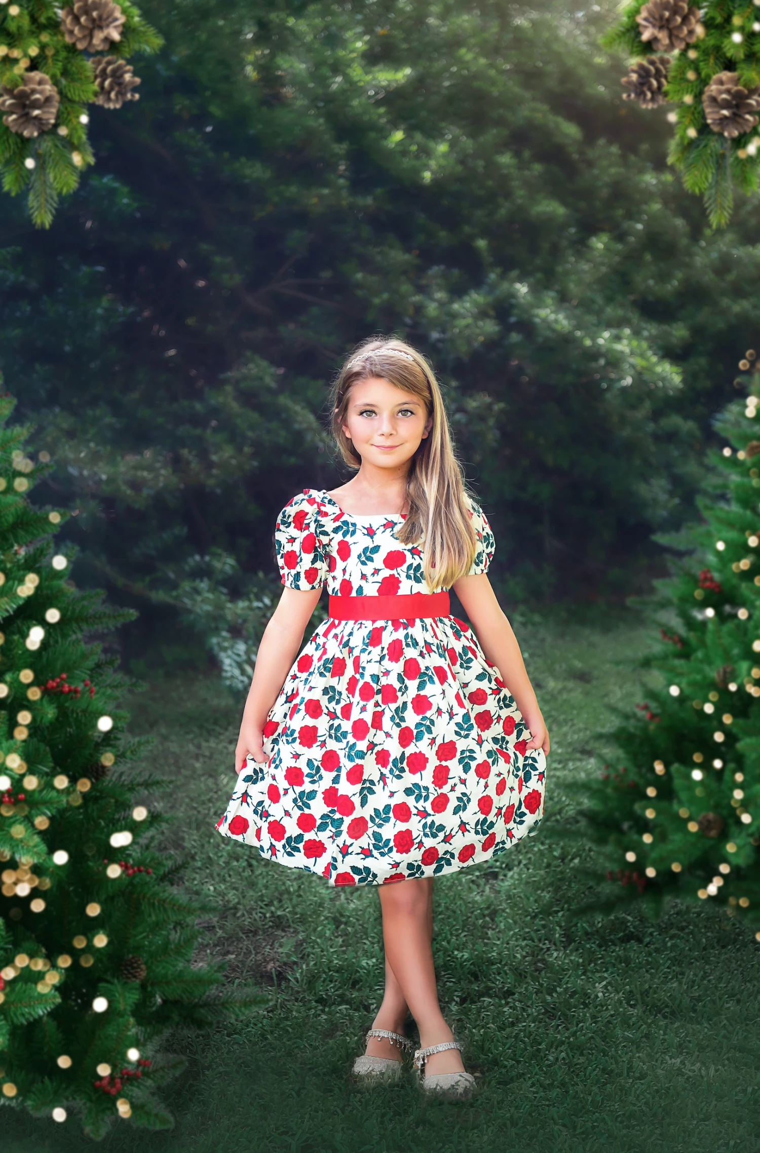 ARIELLE DRESS RED ROSE FLORAL - Image 2