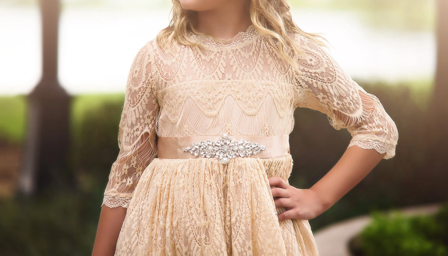 BELLA RAFAELA GOWN & BELT SET BUTTERSCOTCH - Image 3