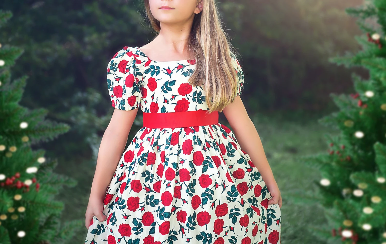 ARIELLE DRESS RED ROSE FLORAL - Image 4
