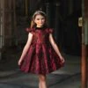 EVANGELINE DRESS CRIMSON JACQUARD