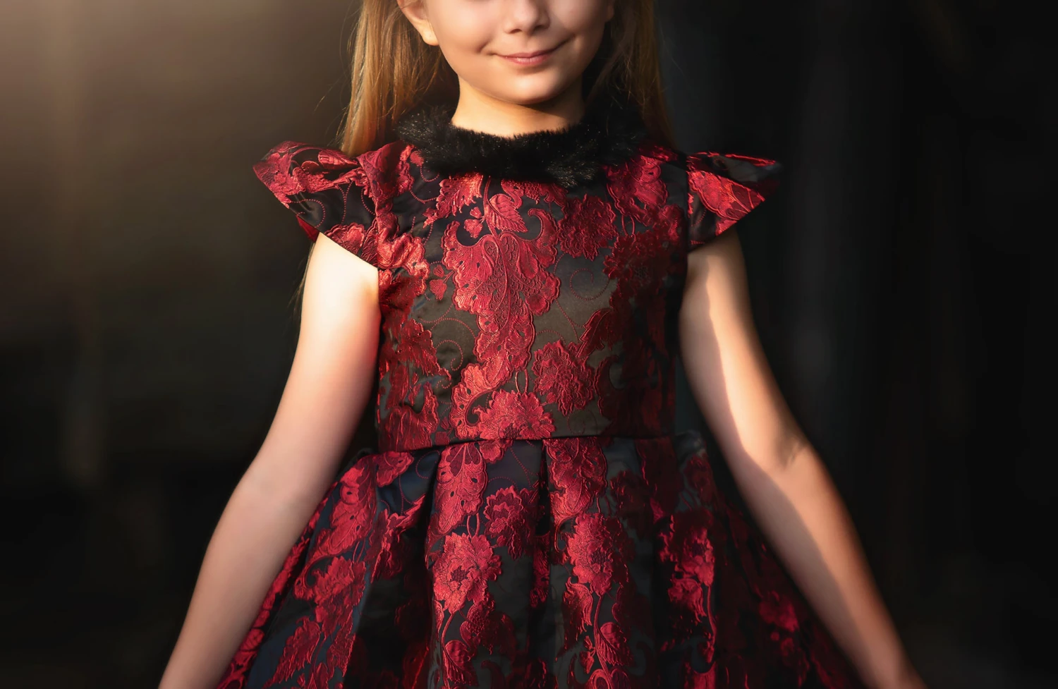 EVANGELINE DRESS CRIMSON JACQUARD - Image 2