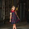 EVANGELINE DRESS NAVY ROSE FLORAL